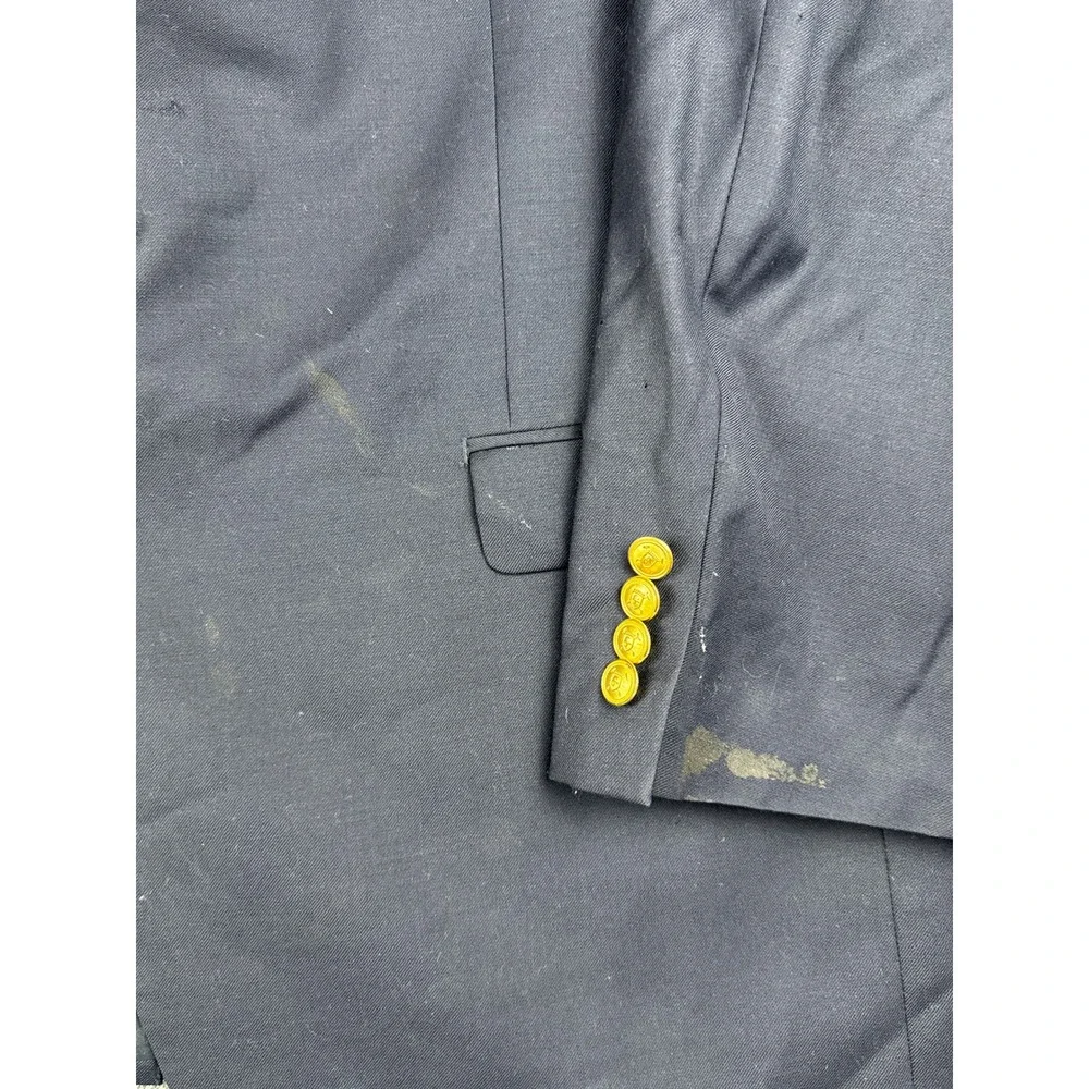 Lauren Ralph Lauren Men Navy Blue Blazer Gold Crest Buttons Sport Suit‎ Jacket